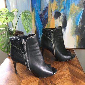 Halogen Claudia Black Real Leather Ankle Booties